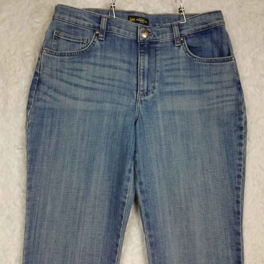 Lee Womens Jeans Straight Leg Relaxed Fit Blue‎ Denim Mid Light Wash Long 12L